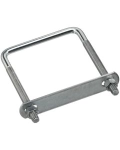 NH - U-Bolt w/Plate & Nuts - Square - Zinc - .3725x3.75x5 (3/8x3-3/4x5")