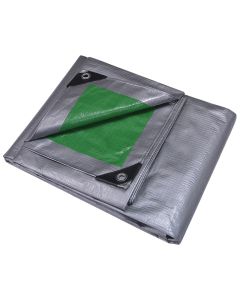 Tarp - 16'x12' - Heavy Duty Reversible w/Grommets - Silver/Green