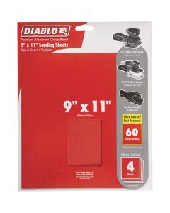 Diablo - Sanding Sheet - 9"x11" -  60-Grit/Coarse - 4pk 