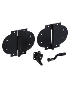 NH - Hinge - Arched Gate Hinges w/Latch  Kit - Black