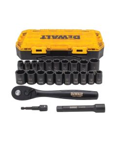 Dewalt - Impact Socket Combo Set - 1/2" Drive - 7/16"-1" & 13mm-24mm - 23pc