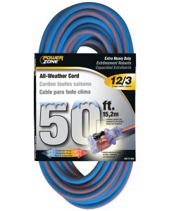 PZ - Extension Cord - All-Weather 12/3 - Blue w/Orange - 50Ft