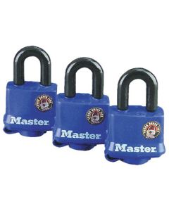 ML - Padlock - Blue Thermo Cover w/Snap Cap - 4-Pin Dual Lock 3/8 Shackle - 3ct