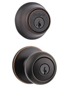 Kwikset - Cove - Keyed Entry Knob w/Deadbolt Single Cylinder Combo - Venetian Bronze - 690CV11PCPK6