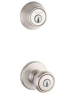 Kwikset - Tylo - Keyed Entry Knob w/Deadbolt Combo - 1-3/4" Thick Door - Satin Nickel - 690T15 K6 CP 