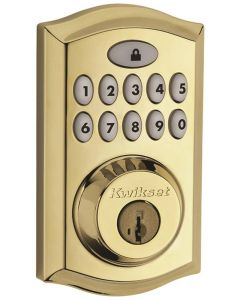 Kwikset - Tustin - Deadbolt Smartcode Button w/Key - Polished Brass - 913TRL3