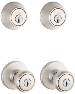 Kwikset - Tylo - Keyed Entry Knob w/Deadbolt Combo - Project 2 pack - Satin Nickel - 242T15CP K2 CP 