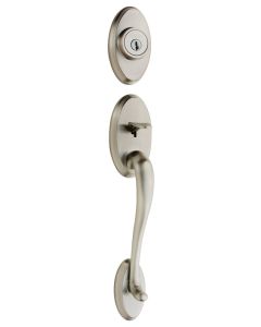 Kwikset - Shelbourne Handleset w/Deadbolt & Interior Juno Knob Set - Satin Nickel - 800SEXJ15SMTCP