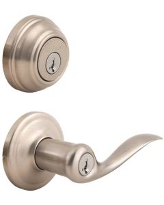 Kwikset - Tustin - Keyed Entry Lever w/Deadbolt Single Cylinder Combo - Satin Nickel - 991TNL15 