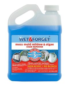 Wet & Forget - Moss, Mold & Mildew Remover - Non-Acidic Concentrate - Clear Blue - 1/2 Gallon