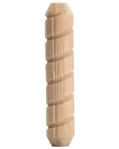 Dowel Pin - Spiral Groove - .5"x2" - Hardwood - 10ct