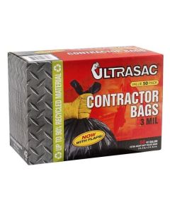 UltraSac - 42 Gal - Contractor Trash Bag w/Tie Closure - 3Mil - Black - 20ct