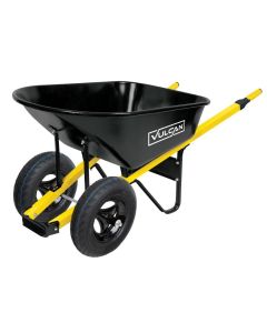 Wheelbarrow - 6-Cubic Foot Steel Tray - Yellow Steel Handles - 2-Wheel