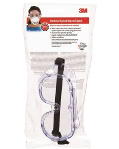 3M - Safety Glasses - Chemical Splash/Impact Goggles - Clear Lens w/Elastic Band - 1ct