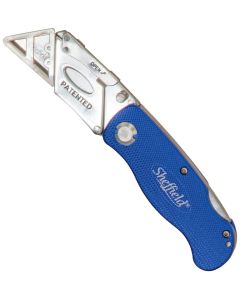 Sheffield - Utility Knife - Blue - 3-1/2" Pocket Knife w/Clip - #12113