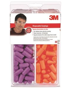 3M - Ear Protection - Foam Ear Plugs - Orange/Purple (32db) - 80ct