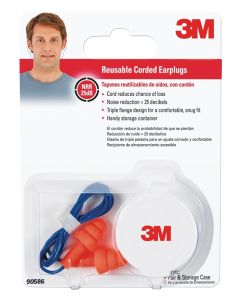 3M - Ear Protection - Reusable Tri-Flange Ear Plugs w/Cord & Container (25dB) - 1ct