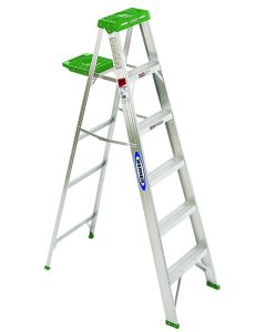 Werner - Step Ladder w/Pail Shelf - Aluminum - Type 2 - 225lb - 6' 