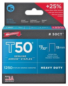 Arrow Staples T50 - Ceil-Tile 3/8" Flat Crn - 17/32" Leg - 1250PK