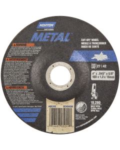 Norton - Cut-Off Wheel - Metal - Aluminum Oxide - 4"x.045" - 5/8" Arbor - Type 27