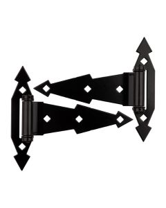 NH - Hinge - T-Hinge Spring Ornamental - Black - 7" - 2ct